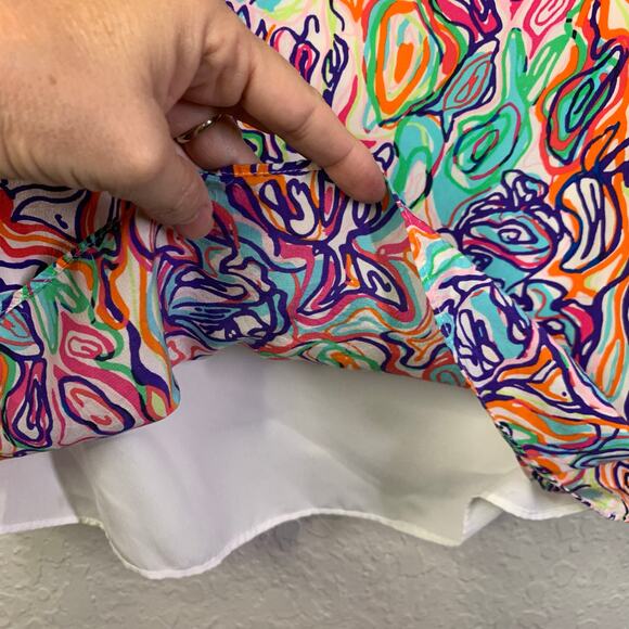 LILLY PULITZER Dress 4 Saemus What A Catch Beaded V-Neck Silk Lined Side Zip - Picture 8 of 16